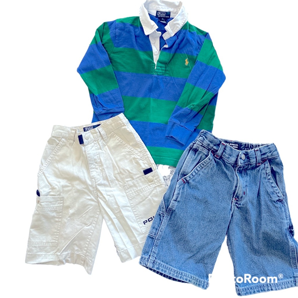Polo Ralph Lauren kids bundle (3 pieces), 2shorts, 1 long sleeve polo. EUC, SZ 5
